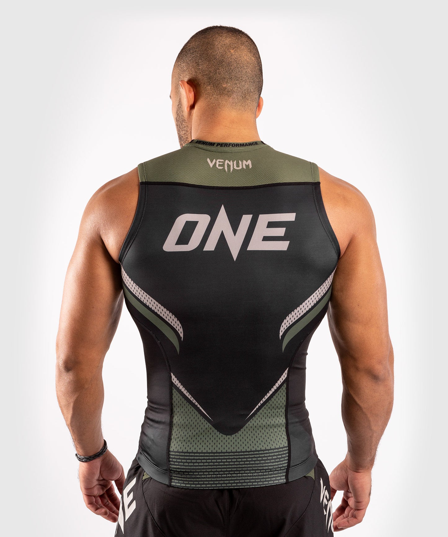 Venum ONE FC Impact Rashguard - sleeveless - Black/Khaki
